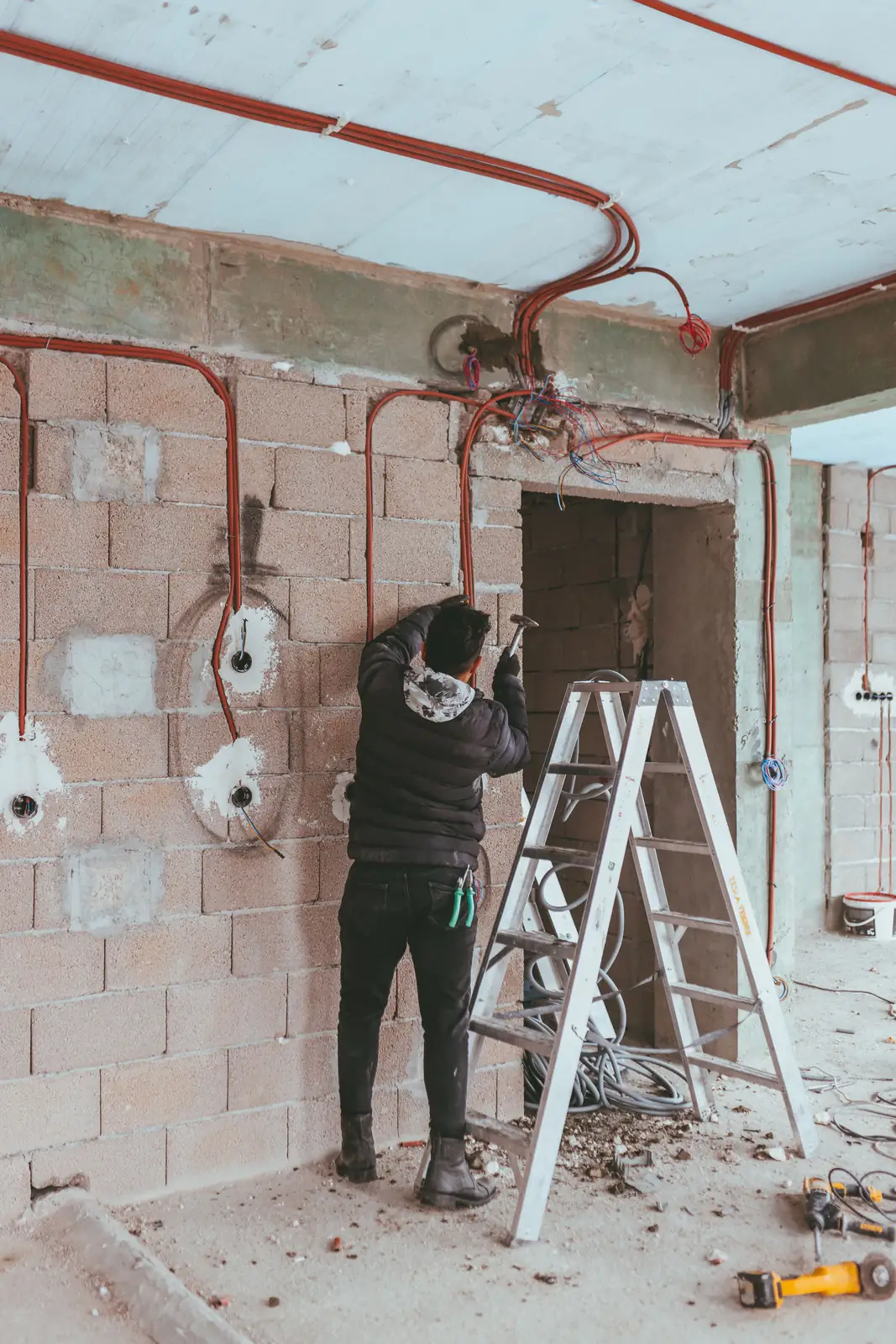 First-fix conduit and back boxes on site, for electrical inspection in Buffalo